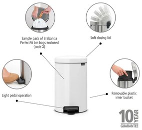 Biały stalowy kosz na śmieci z pedałem 30 l NewIcon – Brabantia