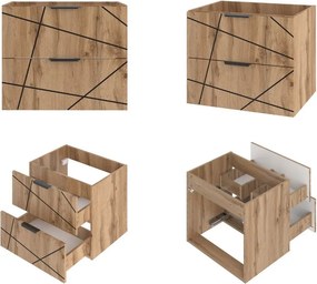 Szafka łazienkowa z regałem Wood 02, dąb wotan - zestaw 4