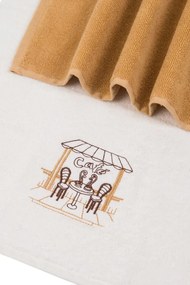 Ręczniki kuchenne CAFE, 2 szt Kremowy / Mustard Zestaw (2szt., 40x60 cm)