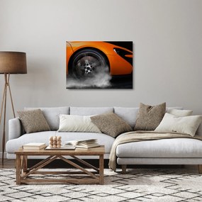 Obraz na szkle - Pomarańczowy samochód sportowy (70x50 cm)