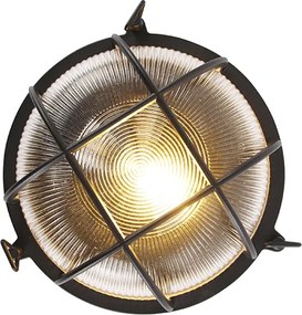 Industrialna okrągła lampa ścienna czarna IP44 - Noutica