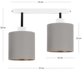 Lampa sufitowa biała dwupunktowy spot z szarymi abażurami C-3306WE-GRG