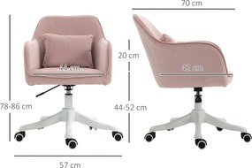 Vinsetto Fotel biurowy obrotowy z masażem funkcja wibracji aksamit różowy nowoczesny design | Aosom PL