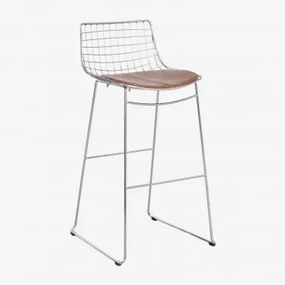 Wysoki Stołek Z Oparciem Ze Stali Renee Cromado & ↑75 Cm & Sztucznej Skóry Café Vintage - Sklum