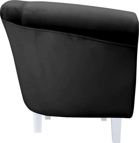Fotel Milo tkanina Welur wygodny fotel tapicerowany do salonu i sypialni : Kolor nogi - Biała, Kolor tkaniny - VELVET - MG19, Wysokość nogi - 15 cm