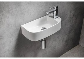 Biała umywalka z kompozytu mineralnego 44x22 cm Alga – Sapho