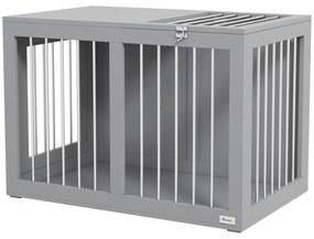 PawHut Buda dla psa, Klatka dla psa, Transportowa klatka dla psów, 2 drzwi, zamykane na klucz, Kratki ze stali, 80 cm x 50 cm x 56,5 cm, Szary