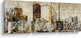 Obraz - Artystycznie ukształtowane miasto (z zegarem) (90x30 cm)