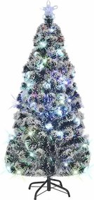 Sztuczna Choinka Świąteczna z Oświetleniem Fibre Optique 210 cm z Ciepłym Kolorowym Światłem i Stalowym Podparciem