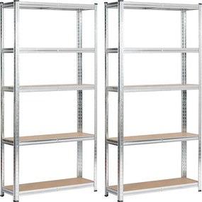 2x REGAŁ METALOWY 90x30x180 SREBRNY