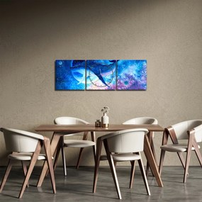 Obraz - Kosmiczny wieloryb (z zegarem) (90x30 cm)