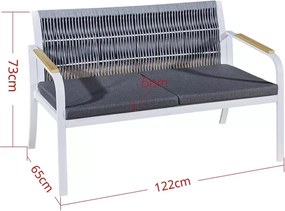Vento – nowoczesna sofa balkonowa z plecionką z liny i wodoodpornymi poduszkami