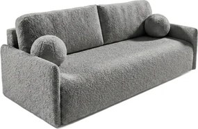 Sofa VENI Rozkładana Dwuosobowa Ciemnoszara Boucle Japandi
