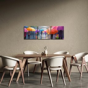 Obraz - Deszczowy dzień (z zegarem) (90x30 cm)