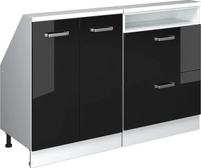 Szafka kuchenna na dach skośny czarny wysoki połysk 120x46x81.6 r-line