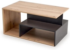 Prostokątna ława dąb artisan/czarny do salonu z półką 90/51/43 IVA