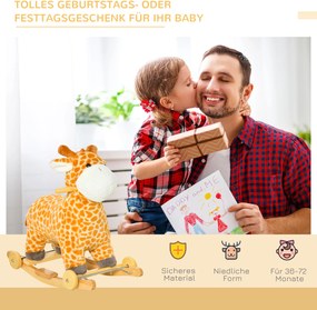 HOMCOM Koń na biegunach 2 w 1 zwierzak na biegunach huśtawka dla dzieci zabawka dzieci dźwięki kółko pieniądze