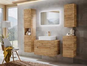 Szafka łazienkowa boczna, wisząca Aruba 830 FSC, dąb craft złoty