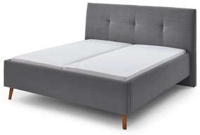 Szare tapicerowane łóżko dwuosobowe ze schowkiem i stelażem 180x200 cm Madea – Meise Möbel
