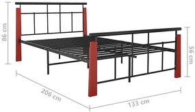 Czarne metalowe łóżko rustykalne 120x200 cm - Nelo