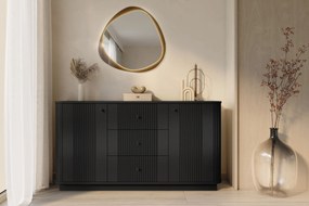 Komoda z szufladami Vesper 160 cm na cokole - czarny / czarne uchwyty