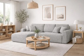 Narożnik w kształcie L z funkcją spania i pojemnikiem Ivo L, tkanina szenilowa Artico, Cement, Lewy