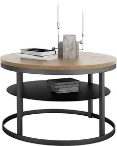 Stolik kawowy z metalową półką czarny + dąb lancelot W4-Z52