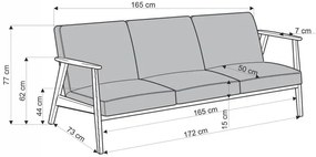 Oliwkowa tapicerowana sofa 3-osobowa w stylu vintage - Conti 5X