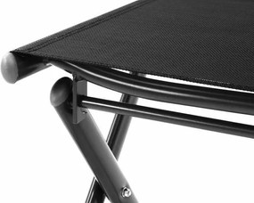 Regulowane krzesło ogrodowe + stołek na nogi - czarny