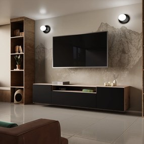 Szafka RTV MIVO - Dąb artisan / Wisząca / Front Czarny / wisząca / 200 cm