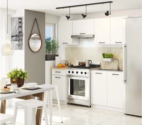 Zestaw kuchenny AKORD OLIWIA 1.8m Biała 180 cm 7 drzwi 1 szuflada kolor Biały mat 8 półek 180x46x203 cm