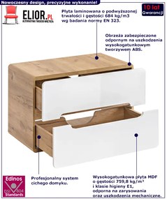 Wisząca szafka pod umywalkę nablatową biały połysk - Zeftox 8X 80 cm
