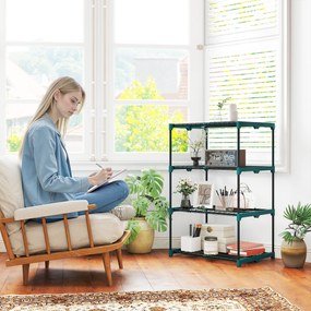 Outsunny 4-poziomowy stojak na rośliny, 105 cm wysokości, stojak na kwiaty do wnętrz i na zewnątrz, regał na rośliny ze stali Ciemnozielony | Aosom PL