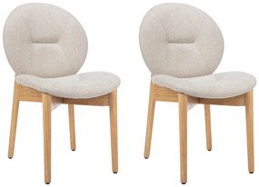 Zestaw 2 krzeseł z tkaniny i drewna kauczukowego - Beżowy - ISADIO