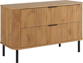 Szafka łazienkowa stojąca z szufladami i metalowymi nóżkami, kolor Dąb Craft, uchwyt czarny, nóżki czarne, 100 x 41,5 x 66,7 cm