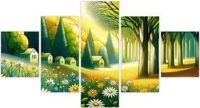 Obraz - Wieś w żółto-zielonym (125x70 cm)