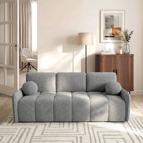 Sofa PURE Rozkładana Dwuosobowa Ciemnoszara Boucle Japandi