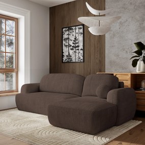 Masseno Narożnik MODENZA z funkcją spania i pojemnikiem na pościel Narozniki L, Rozkładana sofa - Brązowy, POSO 06