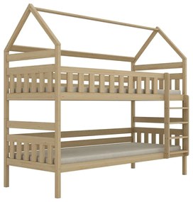 Łóżko piętrowe domek FELIKS 200x90 sosna lakierowana drewniane KOCOT KIDS