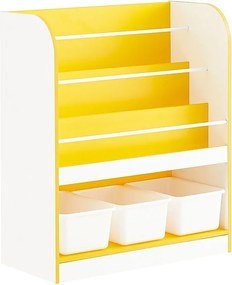 SoBuy Regał dziecięcy z 3 koszami w kolorze złoto-białym