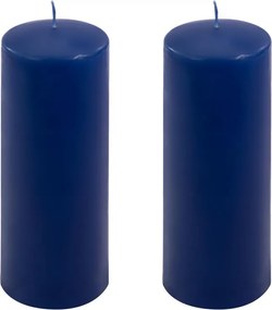 Zestaw świec słupkowych, 20 cm, Ø 7,5 cm, niebieski, 2 szt