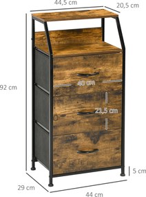 HOMCOM Szafka do przechowywania z szufladami materiałowymi półki MDF metalowa rama brązowa | Aosom PL