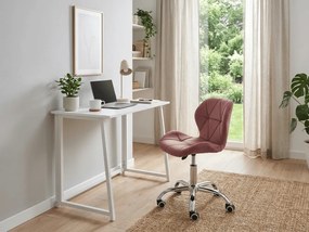 Zestaw do gabinetu ZARIMO stół 80x40 cm, biały + fotel AVOLA VELVET, ciemnoróżowy