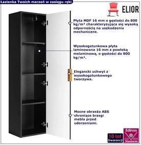 Wiszący czarny słupek ryflowany do łazienki P9-H24