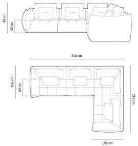 Żółty narożnik z materiału bouclé (prawostronny/w kształcie litery L) Bloom – Micadoni Home