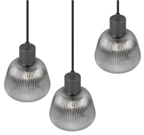 Czarna lampa wisząca ze szklanym kloszem ø 37 cm Tarifa – Trio