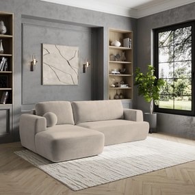 Masseno Narożnik SENTI z funkcją spania i pojemnikiem na pościel Narozniki L, Rozkładana sofa - Beżowy, PAROS 02