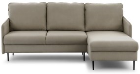 Narożnik z funkcją spania Taila Mini prawostronny - beżowy welur Velluto 3 / czarne nogi