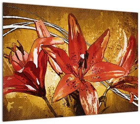 Obraz na szkle kwiatów lilii (70x50 cm)