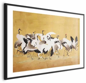 Plakat Japońskie żurawie 30x21 cm z ramą czarną z marginesem ARTGEIST B